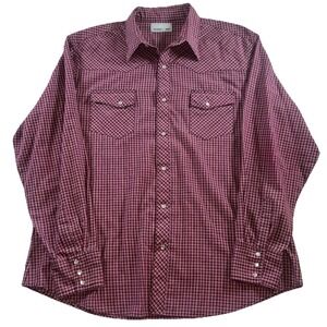 Vintage Wrangler Mens XXL Pearl Snap Long Sleeve Shirt Red Plaid